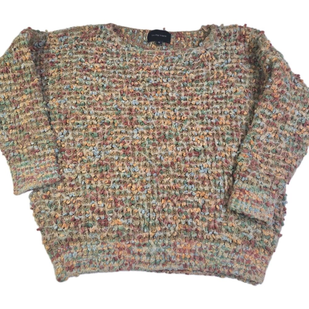 La Fee Verte Sweater Womens Medium M Multicolor Chunky Confetti Popcorn Knit Top